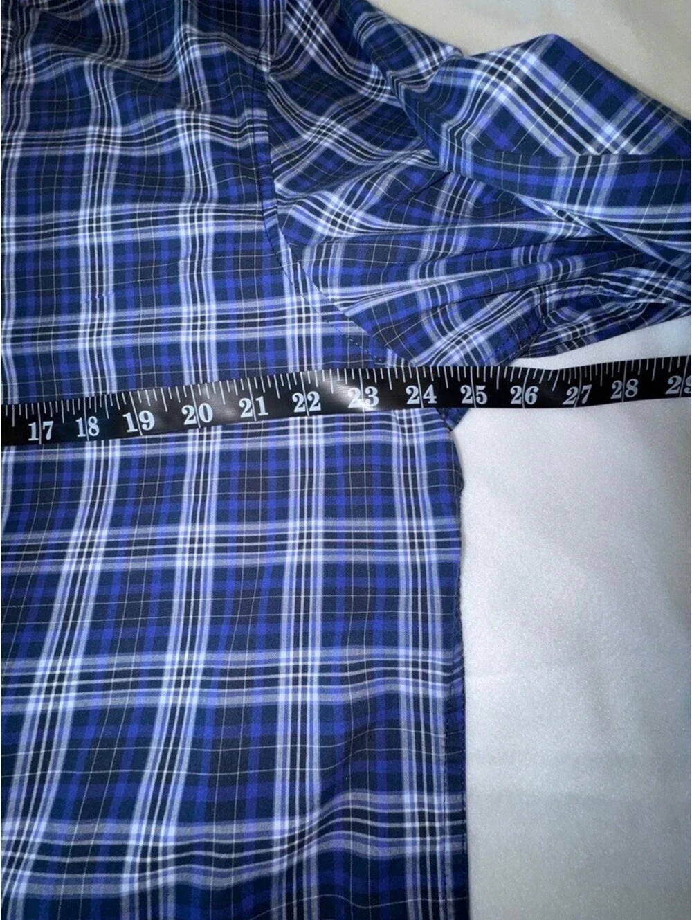 Banana Republic Grant Fit Custom 078 Wash Men's XL Blue Plaid Button-Down Shirt